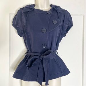 Forever 21 hooded top with the belt, navy blue, size M